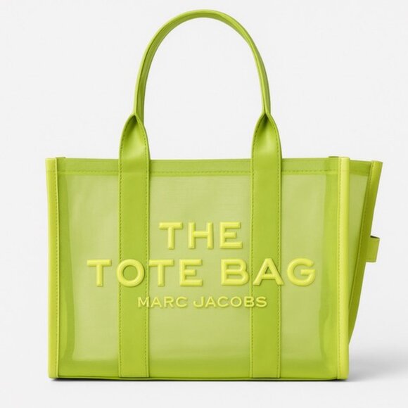 MARC JACOBS The Tote Bag Medium Neon Green Yellow PVC Clear Bag $295 - Picture 4 of 6